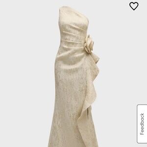 Rickie Freeman Teri Jon One shoulder Metallic Jacquard Trumpet Gown